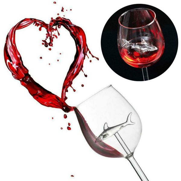 Bicchieri da vino Home Fashion The Original Shark Calice rosso Vetro fatto a mano per flauti da festa Bicchieri in vetro Regalo 300ML