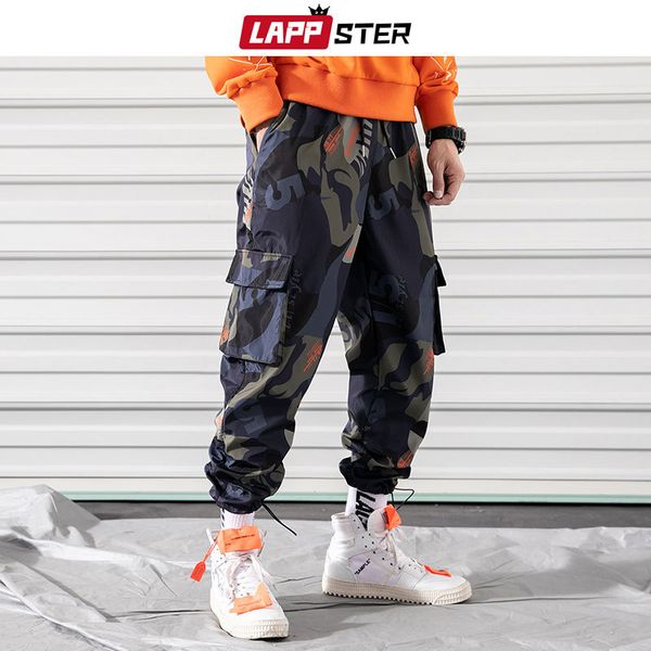 

мужчины camo streetwear joggers брюки hip hop 2019 японская мода тренировочные штаны пара летних мешковатые брюки камуфляж, Black