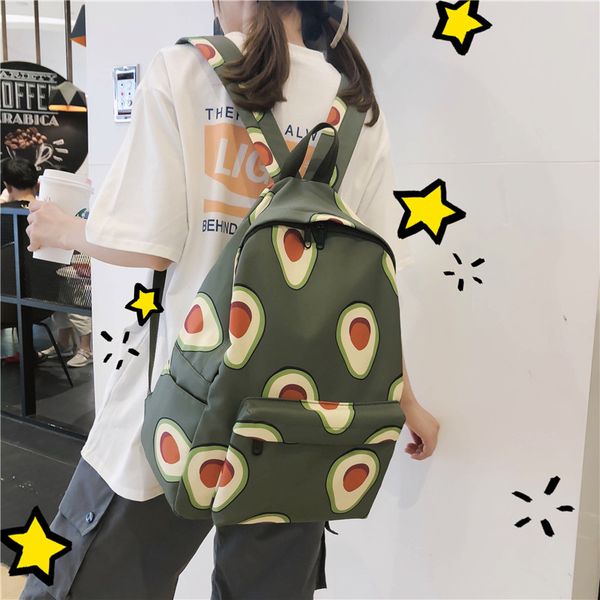 

2019 spring and summer new style avocado pattern backpack schoolbag versatile korean-style travel girl's backpack