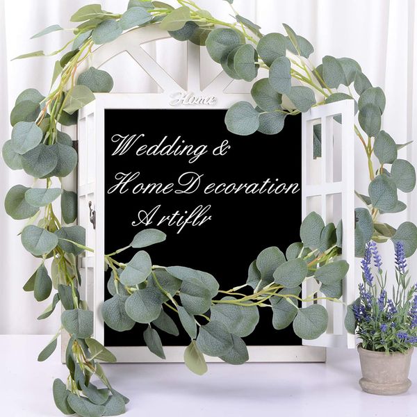 

200cm artificial fake eucalyptus garland long leaf plants vine greenery foliage table home decor wedding party decoration