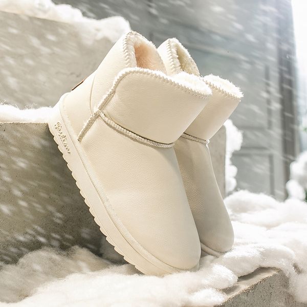 

woman boots winter snow boots platform fashion rubber plush keep warm black white ladies shoes leather women ankle 2019