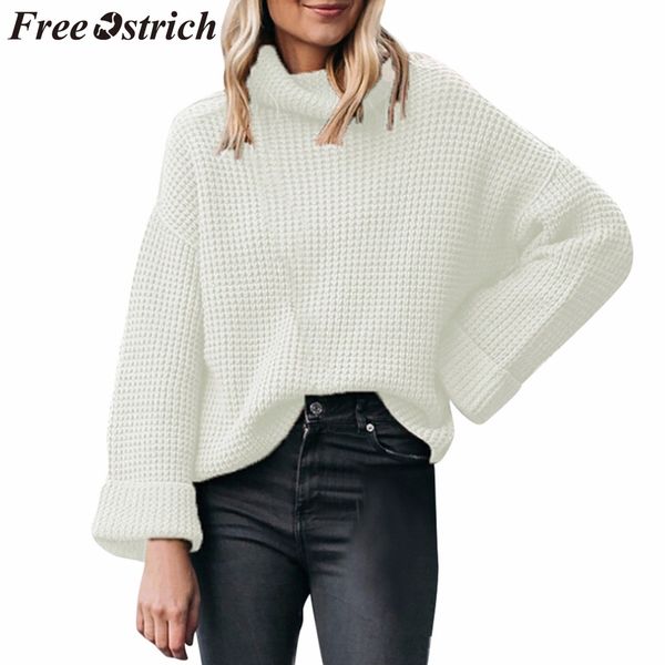 

ostrich sweater women turtleneck casual long sleeve large size loose noble autumn and winter sweaters women invierno 2019, White;black