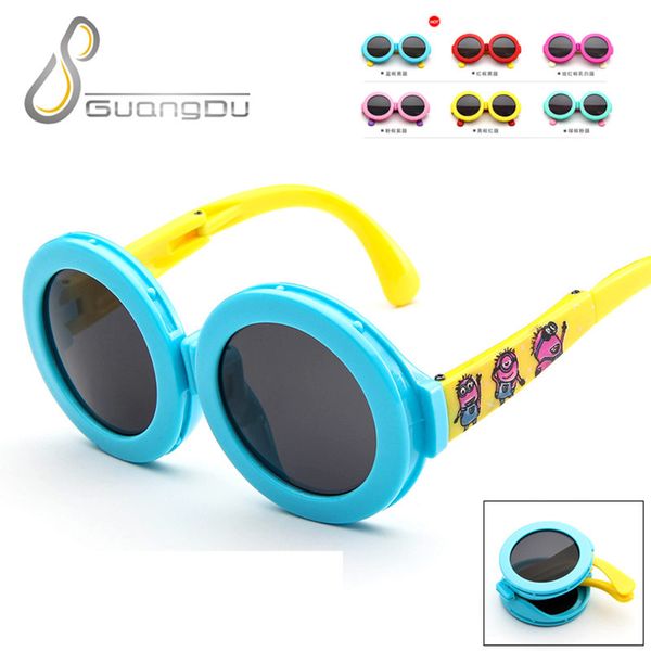 

foldable sunglasses kids boys girls colorful blue yellow pink violet sun glasses for children uv400, White;black
