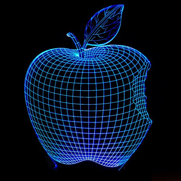 

красочная 3d лампа apple shape led second gram force vision трехмерная трехмерная лампа сенсорный выключатель иллюзия маленький ночник