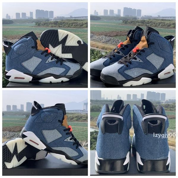 

2020 designer travis 6 washed denim 6s mens basketball shoes unc wheat sneakers trainers black infrared sports des chaussures zapatos 7-13