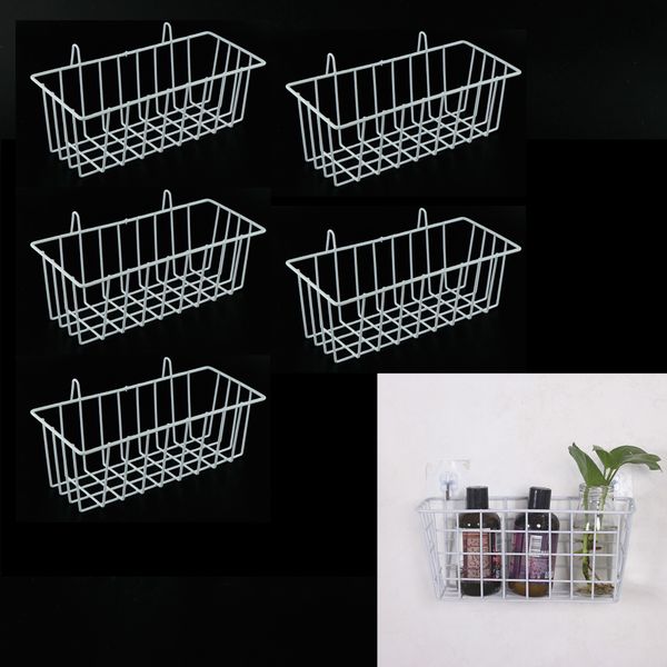 

5xwall-mounted organizer for grid panel storage shelves rack-23x10x8cm-white