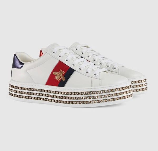 

2020 новых роскошных моды оригинальных дизайнерских кристалл обуви пчела вышитой мода обувь top стрелок женщина отдых спортивная обувь, Black