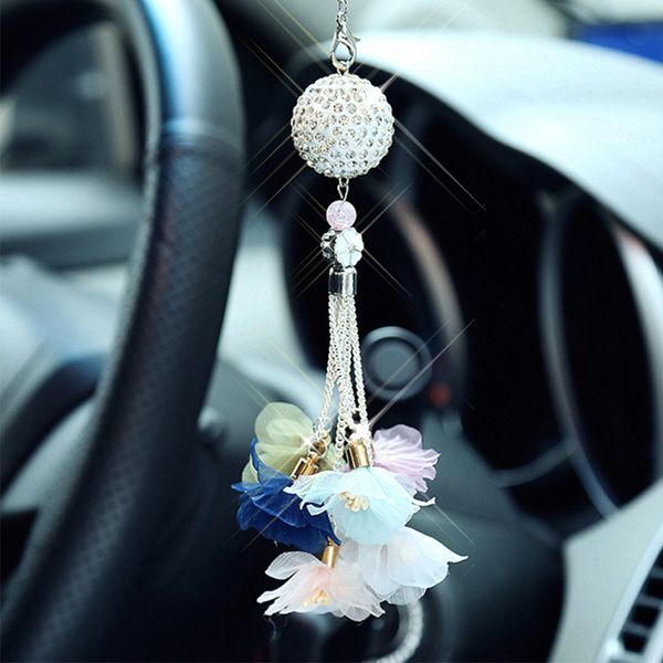 

car pendant crystal ball flower automobile interior decor rearview mirror hanging ornament car accessories for home/office gifts