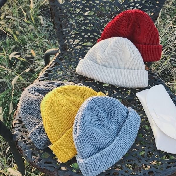 

cold men's season short head woolen women's landlord melon leather shorty knitted knitted hat hat, Blue;gray