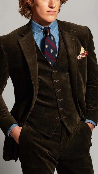 

latest coat pant designs brown velvet men suit corduroy formal slim fit business tuxedo prom style blazer tailor 3 piece terno, White;black