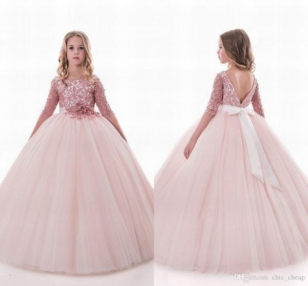 

new style pink charming princess pageant flower girl dress kids wedding party birthday bridesmaid tutu children ball gown gna48, White;red