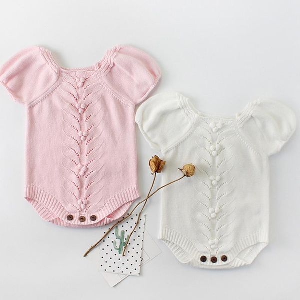 

2020 baby girl clothes short sleeve o-neck baby clothes bodysuit for newborns solid knitting ropa de niÃ±a, Blue