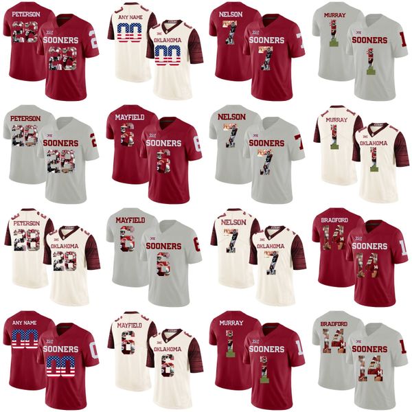 

Oklahoma Sooners# Adrian Peterson Baker Mayfield Sam Bradford Tony Jefferson Corey Nelson College Football Stitched Jerseys