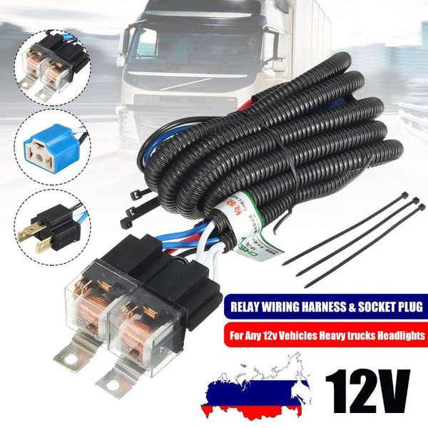 

7 inch h4 2 headlamp relay wiring relay harness car light bulb socket plug for car auto headlight