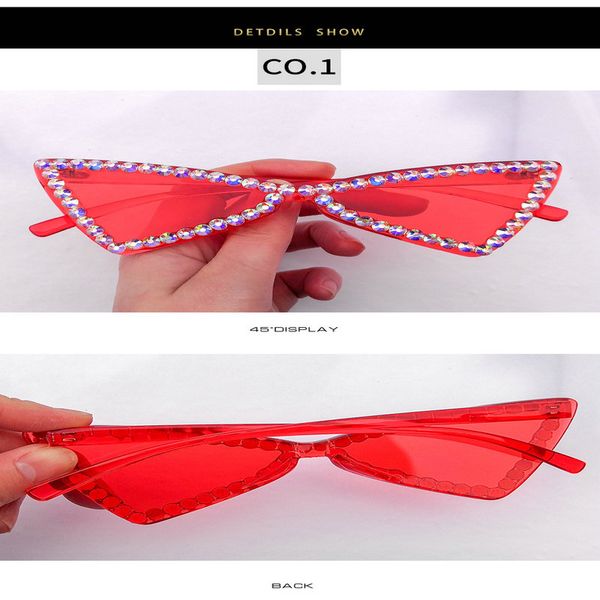 

fashion crystal diamond ne street ssunglass european and american trend cat eye half frame sun glasses street scolorful zocvl eyeyd