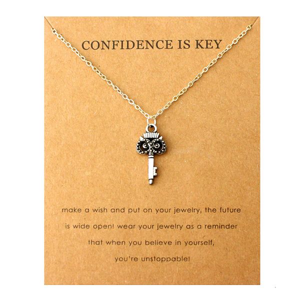 

confidence is key owls pendant necklaces star moon mountain heart infinity paw birds necklace women jewelry friends gift, Silver