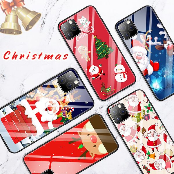 

[tongtrade] tempered glass case for iphone 11 pro x xs max 8 7 6s 5s plus samsung s10 s9 s8 note 10 9 8 creative christmas cartoon cover