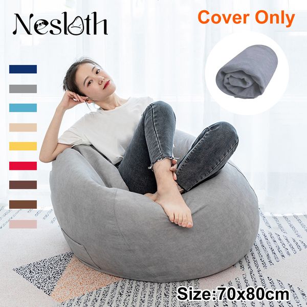 Nesloth tembel fasulye kanepe kapak sandalye dolgu kadife salonu koltuk fasulye torbası pouf puf kanepe tatami oturma odası 70x80cm yeni t280g