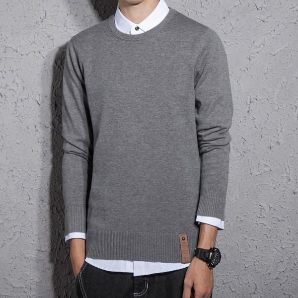 

ropa de hombre 2019 autumn and winter new men's solid color sweater slim round neck cotton sweater coats mens sweaters, White;black