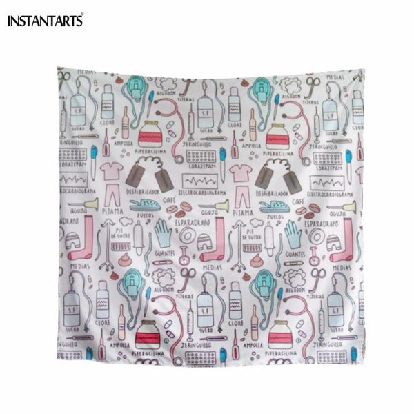 

instantarts 53cm*53cm fashion spring/autumn square scarf retro cartoon floral 3d printing neck shawl wraps girls bandanas, Blue;gray