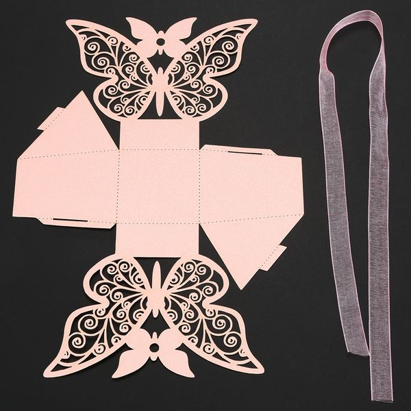 

50pcs butterfly wedding favour box birthday party gifts candy boxes (pink