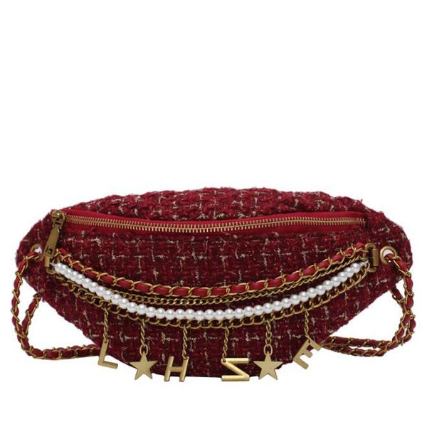 

autumn and winter woolen bag waist pack for lady women handbag female messenger bag chest chain shoulder