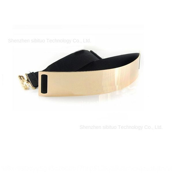 

electroplated all metal -4cm wide simple long metal elastic women's sequins sequins belt batch, Black;brown