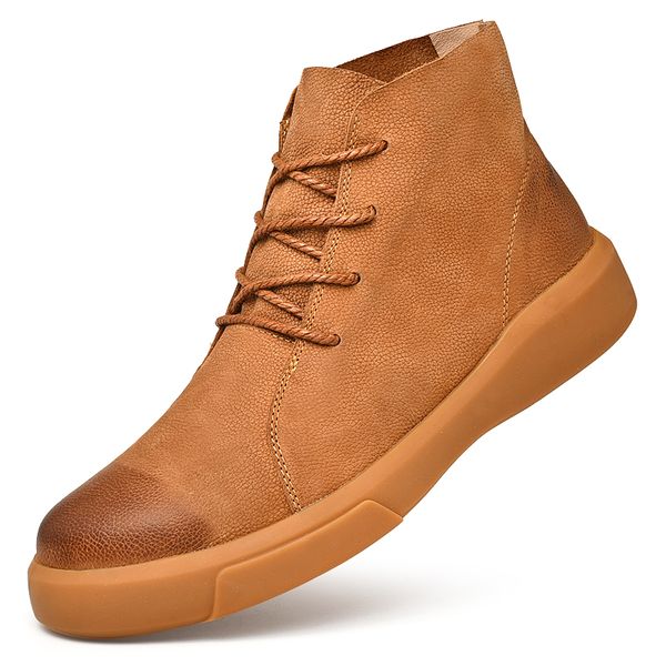 Heißer Verkauf - Marke Qualität PU Leder Stiefeletten Schuhe Für Männer Erwachsene Neue Casual Mann Schuhe Turnschuhe Männer Schuhe Vintage arbeit Stiefel