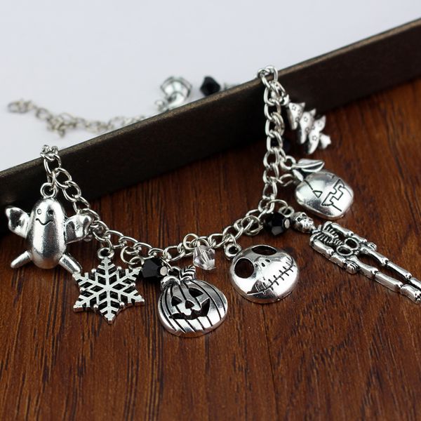 

halloween gift jewelry skeleton pumpkin snowflake christmas tree charm bracelets for women men multi- chain bracelet, Golden;silver