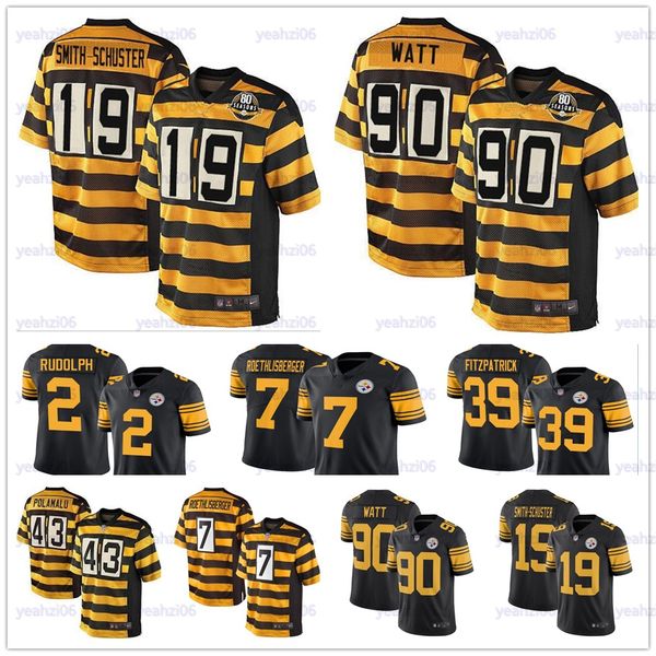 

Men 039 pitt burgh 19 juju mith chu ter 55 devin bu h 12 teeler 7 ben roethli berger t j watt 39 minkah fitzpatrick football jer ey, Black;red