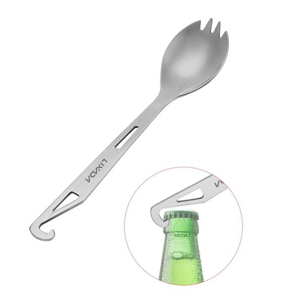 

lixada stainless steel spork with bottle opener lightweight outdoor dinner spork flatware for travel camping outdoor tableware