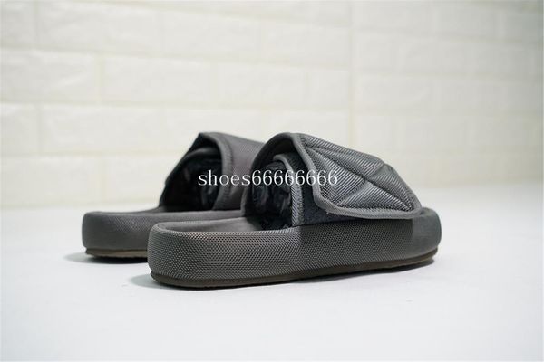 

2018 new kanye season 6 nylon slides men women 3d waterproof west seasn6 memory foam high-density embroidery green slippers fdzh, Black