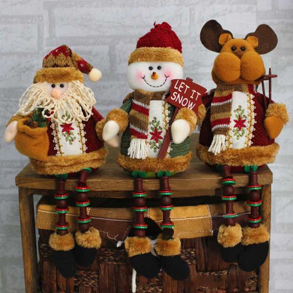 

2017 new cute santa snowman reindeer doll christmas decor tree hanging sitting down ornament gift christmas decorations y6