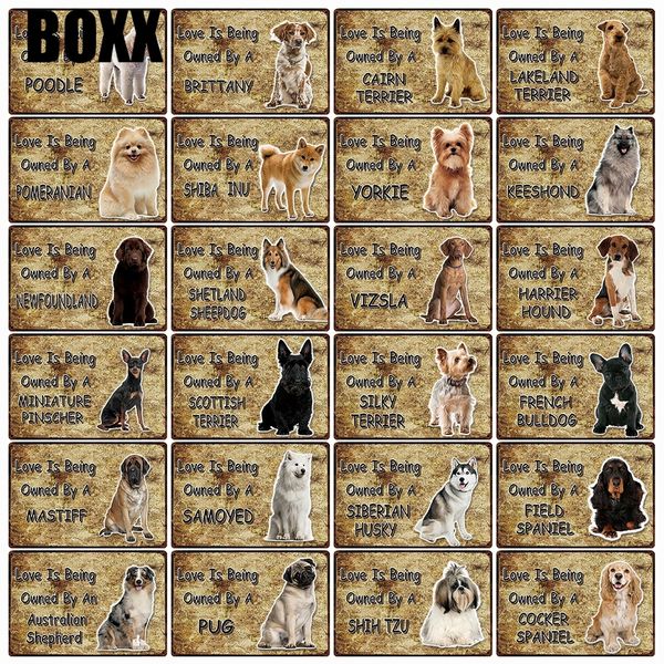 

dogs brittany cocker spaniel vizsla yorkie shiba inu metal sign home decor bar wall art painting 20*30 cm size