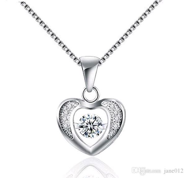 

solid 925 sterling silver pendant without chain sparkling dance heart shaped pendants for necklace korean jewelry accessories wholesale