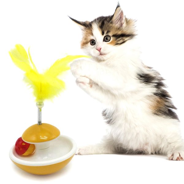 

pet interactive toy relieving hands colorful cat tumbler toys with feather and bells dropshipping