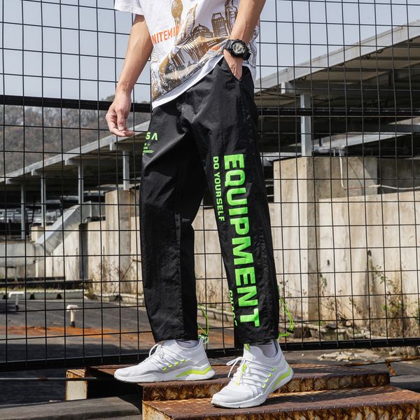 

весна и осень тонкие мужчины средняя талия тощий вышивка буквами 9 брюки большой размер повседневная тенденция брюки, White;black