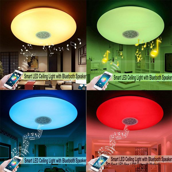 2019 24w Rgb Flush Round Music Led Ceiling Light Lamp With Bluetooth App Speaker Timing Switch Dimmable Color Changing Light Fixture From Xhtlsm