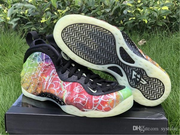 

новые аутентичные пены posite один пекин multi-color green забастовка-black real carbon fiber мужчины баскетбол обувь спорт кроссовки с коро