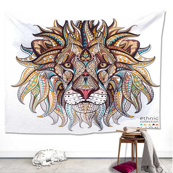

tapestries individual bedroom hanging fabric ethnic wind background cloth decoration lion wall tapestry elephants yoga