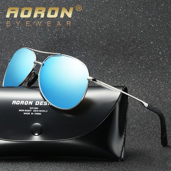 

aoron large metal polarized sunglasses men/women classic pilot driving sun glasses twin-beams frame, White;black