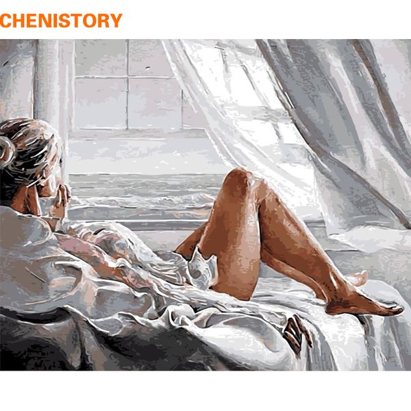 

paintings chenistory frame figure picture diy painting by numbers women modern wall art canvas calligraphy for home decor 60x75cm