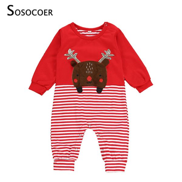 

sosocoer baby rompers christmas deer sequin infant girls romper jumpsuit spring autumn red stripe newborn baby clothes outfits, Blue