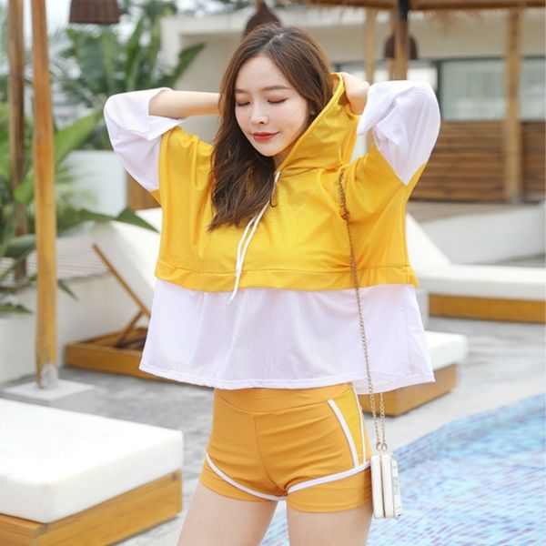 

of3fv swimsuit female spring hipster student ins swimsuit bikini wind fairy fan xian thin belly cover conservative vacation three-piece, White;black
