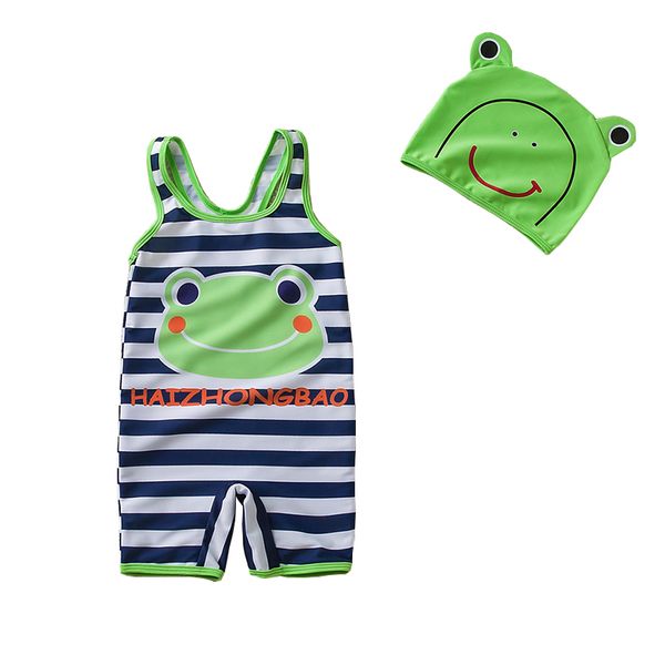 

swimsuits for baby boys pool party swimwear bathing light stretch round neck with caps swimming wears, Black