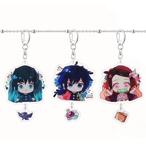 

key chain kamado nezuko keychain anime keyring acrylic key ring creative woman kids man girls cute demon slayer kimetsu no yaiba, Silver