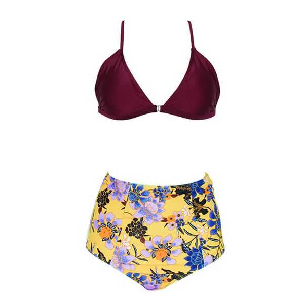 

spandex girls seaside bikini set two-piece bathing suit beachwear split swimsuit charming outdoor no steel support floral, White;black