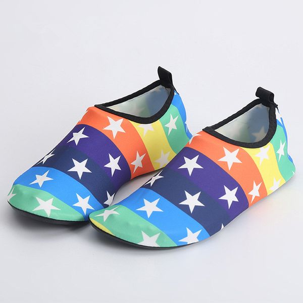 

colorful stars summer sneakers swimming shoes water sports aqua seaside beach surfing slippers shoes yoga footwear, Black