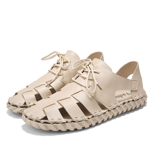 

cuero mens verano work ete rasteira couro man leather sandel outdoor erkek sport playa platform romanas herren da cuir sandali, Black