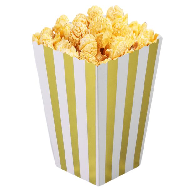 

12 pcs/lot wedding birthday movie party tableware gold paper party popcorn boxes corn candy/sanck favor bags